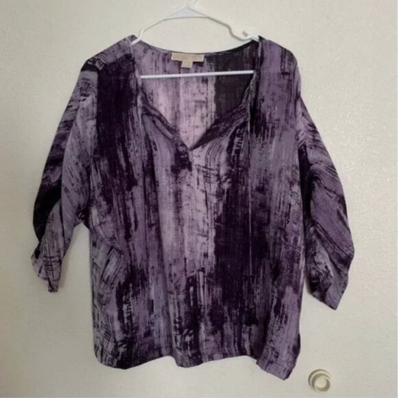MICHAEL Michael Kors Women's Boho V-Neck Abstract Print Blouse Size Large - Picture 8 of 14